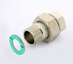 Муфта с накидной гайкой латунная Uni-Fitt 1/2" ВН с плоской прокладкой никелированная 656N2000