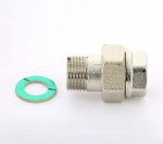 Муфта с накидной гайкой латунная Uni-Fitt 1/2" ВН с плоской прокладкой никелированная 656N2000