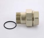 Муфта с накидной гайкой латунная Uni-Fitt 1" ВН с прокладкой O-ring никелированная 650N4000