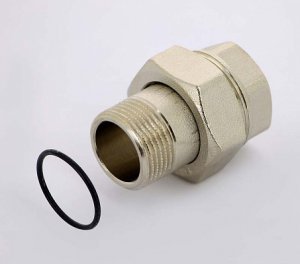 Муфта с накидной гайкой латунная Uni-Fitt 3/4" ВН с прокладкой O-ring никелированная 650N3000