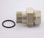 Муфта с накидной гайкой латунная Uni-Fitt 3/4" ВН с прокладкой O-ring никелированная 650N3000
