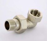 Муфта с накидной гайкой латунная Uni-Fitt угловая 1/2" ВН с прокладкой O-ring никелированная 651N2000