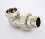 Муфта с накидной гайкой латунная Uni-Fitt угловая 1" ВН с прокладкой O-ring никелированная 651N4000