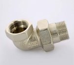 Муфта с накидной гайкой латунная Uni-Fitt угловая 3/4" ВН с прокладкой O-ring никелированная 651N3000