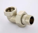 Муфта с накидной гайкой латунная Uni-Fitt угловая 3/4" ВН с прокладкой O-ring никелированная 651N3000
