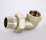 Муфта с накидной гайкой латунная Uni-Fitt угловая 3/4" ВН с прокладкой O-ring никелированная 651N3000