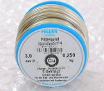 Припой мягкий FELDER №4 3мм 250гр на шпуле Cu-Rotin®4 Sn97Ag3 14953020