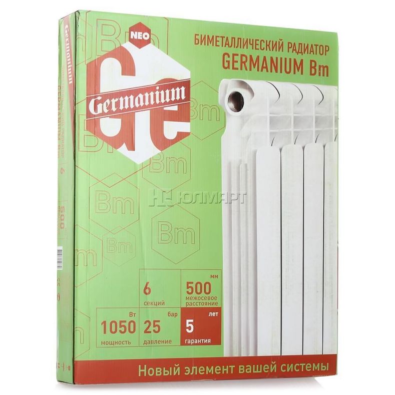 Радиатор биметаллический GERMANIUM NEO BM 500 4 секции German.Neo.Bm.Fly.500/04