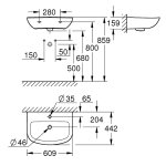 Раковина GROHE Bau Ceramic подвесная 60 см 39421000
