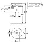Раковина GROHE Essence Ceramic накладная круглая 45 см 3960900H