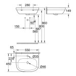 Раковина GROHE Euro Ceramic подвесная 50 см 39336000