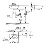 Раковина GROHE мини Bau Ceramic подвесная 45 см 39424000
