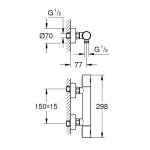 Термостат для душа GROHE Grohtherm 1000 Cosmopolitan M с подключением шланга нержавеющая сталь 34065DC2
