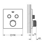 Термостат для ванны встраиваемый GROHE SmartControl Grohtherm 2 выхода без излива 29124000
