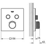 Термостат для ванны встраиваемый GROHE SmartControl Grohtherm 2 выхода квадрат белый/хром 29156LS0