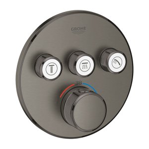 Термостат для ванны встраиваемый GROHE SmartControl Grohtherm без излива 3 выхода темный графит