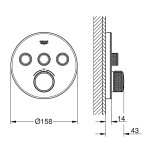 Термостат для ванны встраиваемый GROHE SmartControl Grohtherm круглый 3 выхода белый/хром 29904LS0