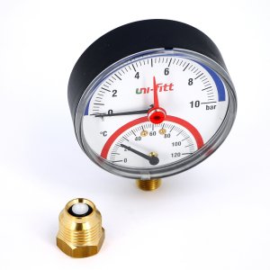 Термоманометр радиальный Uni-Fitt 1/2" 10 бар 80 мм