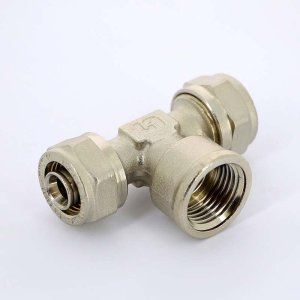 Тройник обжимной Uni-Fitt 16x1/2"x16 ВР никелированный 667N6260