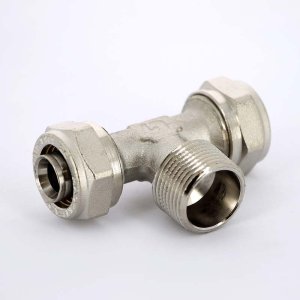 Тройник обжимной Uni-Fitt 20x1/2"x20 НР никелированный 668N7270