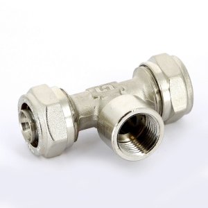 Тройник обжимной Uni-Fitt 20x1/2"x20 ВР никелированный 667N7270