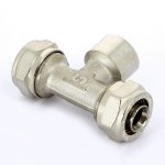 Тройник обжимной Uni-Fitt 20x1/2"x20 ВР никелированный 667N7270