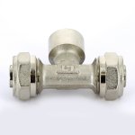 Тройник обжимной Uni-Fitt 20x1/2"x20 ВР никелированный 667N7270