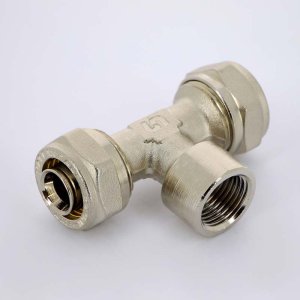 Тройник обжимной Uni-Fitt 20x3/4"x20 ВР никелированный 667N7370