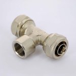 Тройник обжимной Uni-Fitt 20x3/4"x20 ВР никелированный 667N7370