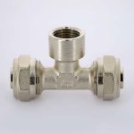 Тройник обжимной Uni-Fitt 20x3/4"x20 ВР никелированный 667N7370