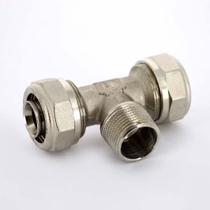 Тройник обжимной Uni-Fitt 26x3/4"x26 НР никелированный 668N8380