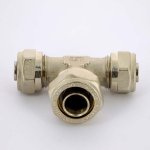 Тройник редукционный обжимной Uni-Fitt 16x20x16 никелированный 666N6760