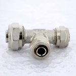 Тройник редукционный обжимной Uni-Fitt 20x16x16 никелированный 666N7660