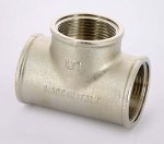 Тройник резьбовой латунный Uni-Fitt 1"1/4 ВР никелированный 615N5550