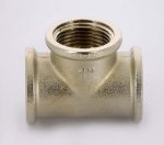 Тройник резьбовой латунный Uni-Fitt 1" ВР никелированный 615N4440