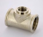 Тройник резьбовой латунный Uni-Fitt 1"x1/2"x1" ВР никелированный 615N4240