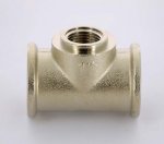Тройник резьбовой латунный Uni-Fitt 1"x1/2"x1" ВР никелированный 615N4240