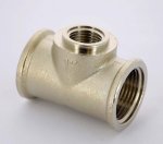 Тройник резьбовой латунный Uni-Fitt 1"x1/2"x1" ВР никелированный 615N4240
