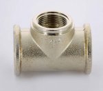 Тройник резьбовой латунный Uni-Fitt 1"x3/4"x1" ВР никелированный 615N4340