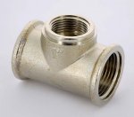 Тройник резьбовой латунный Uni-Fitt 1"x3/4"x1" ВР никелированный 615N4340