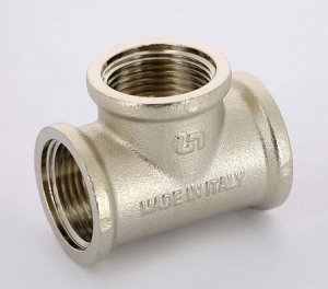 Тройник резьбовой латунный Uni-Fitt 3/4" ВР никелированный