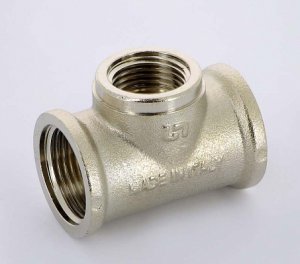 Тройник резьбовой латунный Uni-Fitt 3/4"x1/2"x3/4" ВР никелированный 615N3230