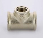 Тройник резьбовой латунный Uni-Fitt 3/4"x1/2"x3/4" ВР никелированный 615N3230