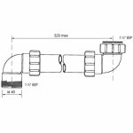Труба отводная 90* McAlpine  L320мм) с двумя отводами под 90* 1"1/2 ВН HC13L