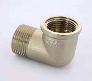Угол резьбовой латунный Uni-Fitt 3/4"x3/4" ВН никелированный 611N3300