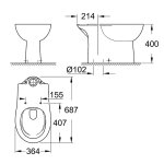 Унитаз напольный GROHE Bau Ceramic безободковый 39429000