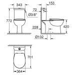 Унитаз напольный GROHE Bau Ceramic безободковый с бачком и сидением 39346000