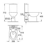 Унитаз напольный GROHE Bau Ceramic безободковый со скрытым горизонтальным выпуском 39349000
