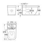 Унитаз напольный GROHE Euro Ceramic безободковый с покрытием PureGuard 3933800H