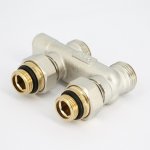 Узел радиаторный прямой Uni-Fitt 3/4" ВН ЕК перекрёстный с вентилями ниппелями адаптером 196N3011